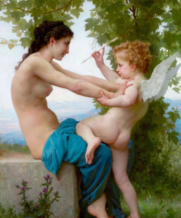 Jauna mergina, besiginanti nuo Eroso William Bouguereau - Young 99-SD