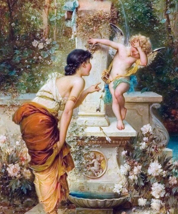 Kupidonas žaidžia prie fontano, Hans Zatzka 104-SD