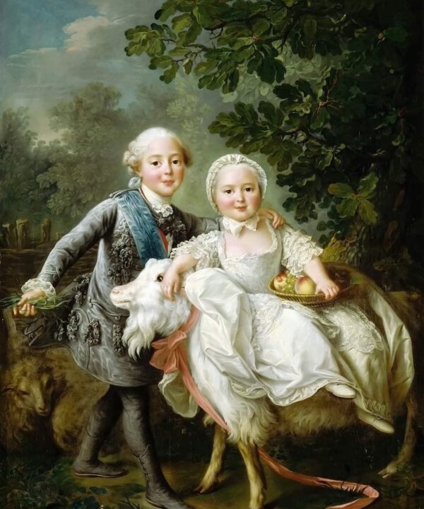 Grafas Artois ir jo sesuo Klotilda Francois Hubert Drouais 122-SD