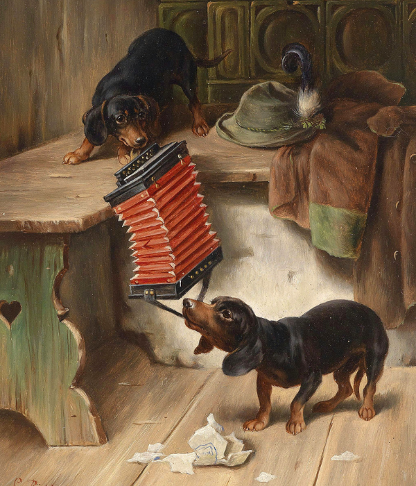 Du šunys traukia raudoną akordeoną, Carl Reichert 28-KS